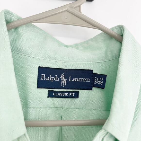 Ralph Lauren Classic Fit Seafoam Button Down Pony Shirt Size 16.5 34/35 - Picture 3 of 7